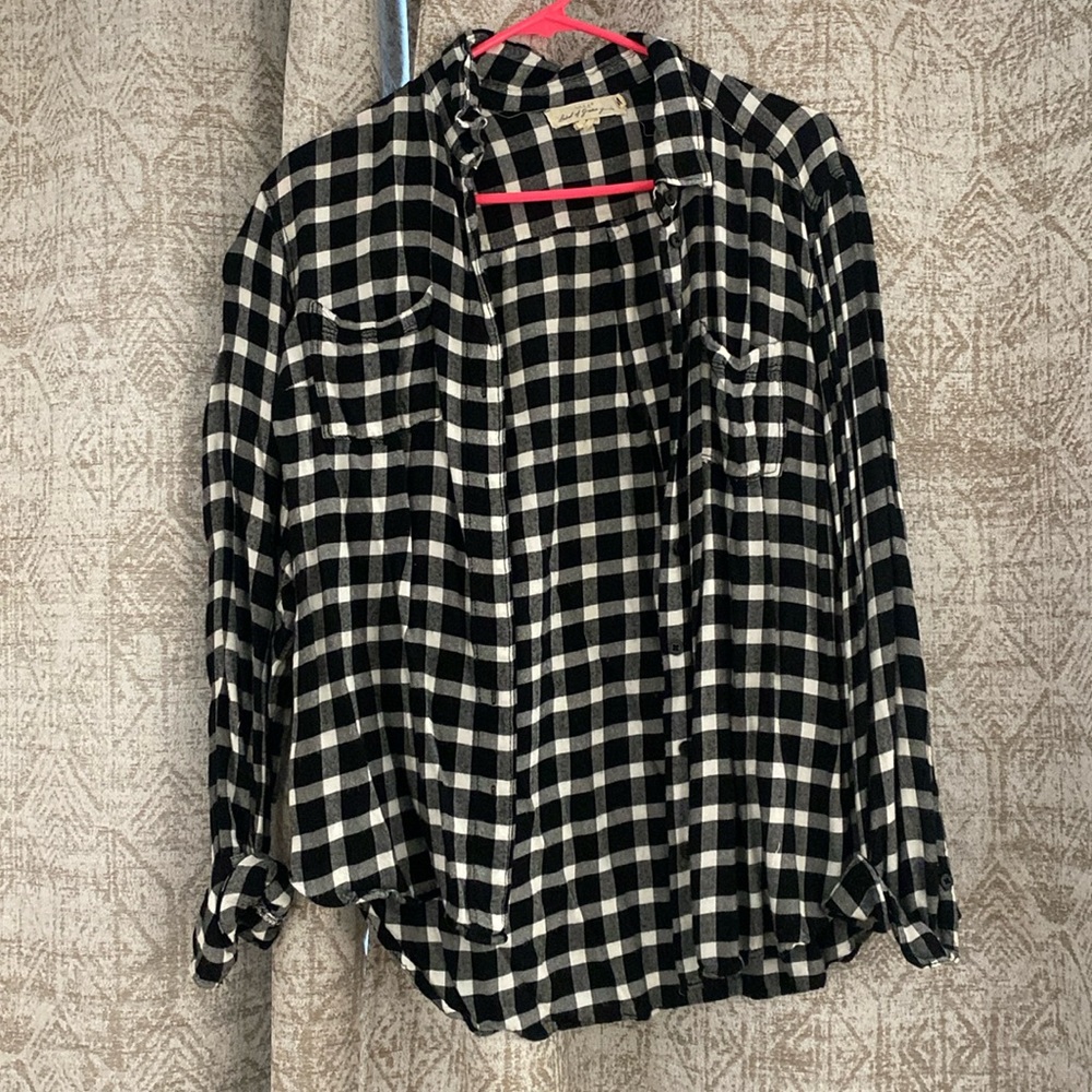 Black and white plaid button down